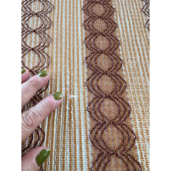 Vintage 80s curtain, tan, brown, rust vertical stripes, rod header panel, for 1 - Picture 5 of 9